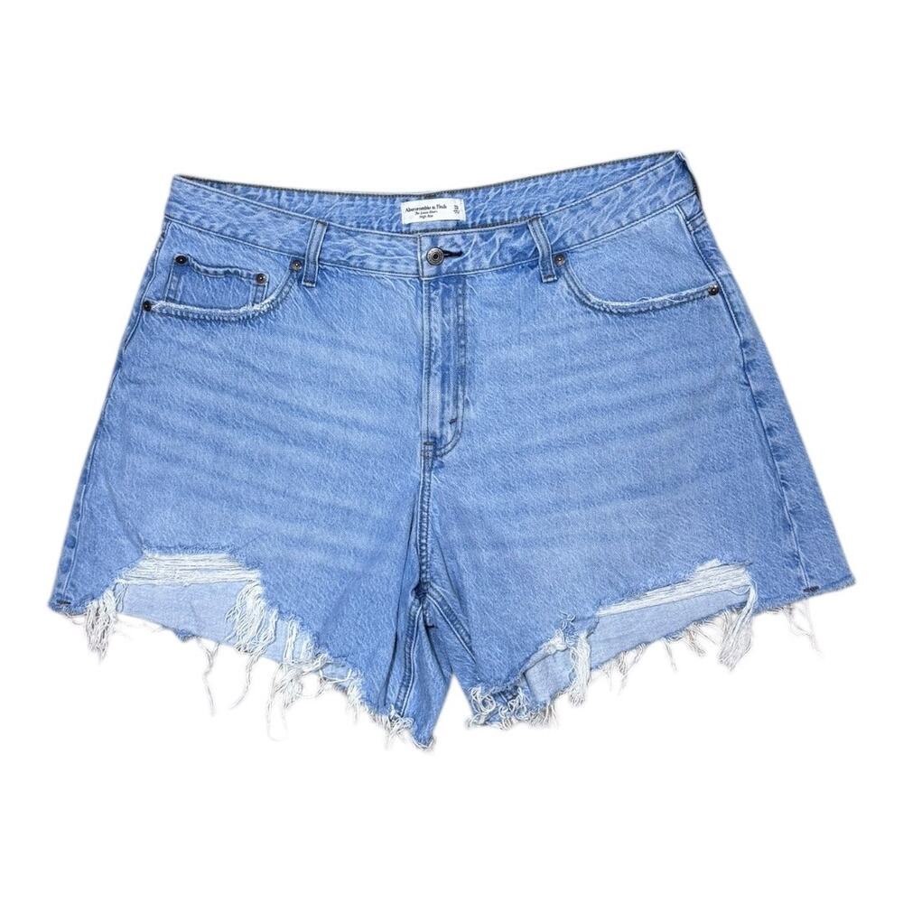 Abercrombie & Fitch Light Blue Distressed Denim Shorts